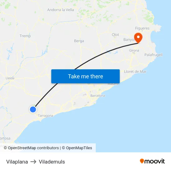 Vilaplana to Vilademuls map