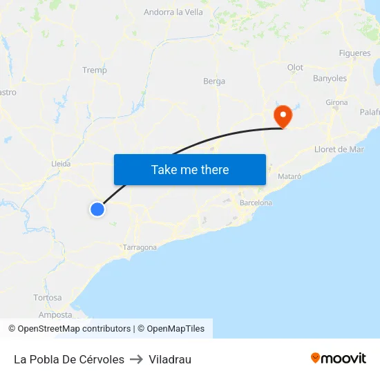 La Pobla De Cérvoles to Viladrau map