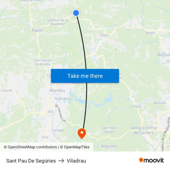 Sant Pau De Segúries to Viladrau map