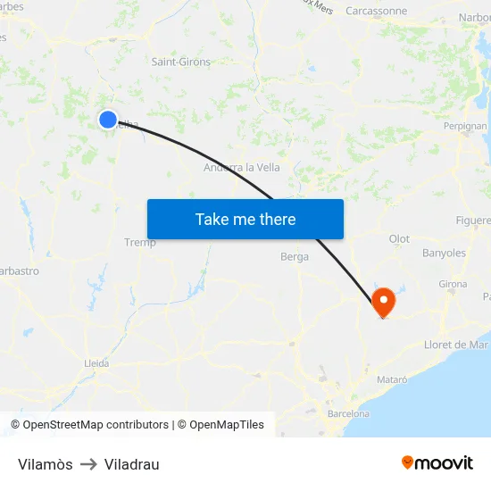 Vilamòs to Viladrau map