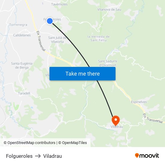 Folgueroles to Viladrau map