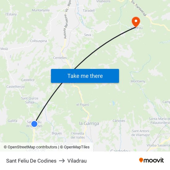 Sant Feliu De Codines to Viladrau map