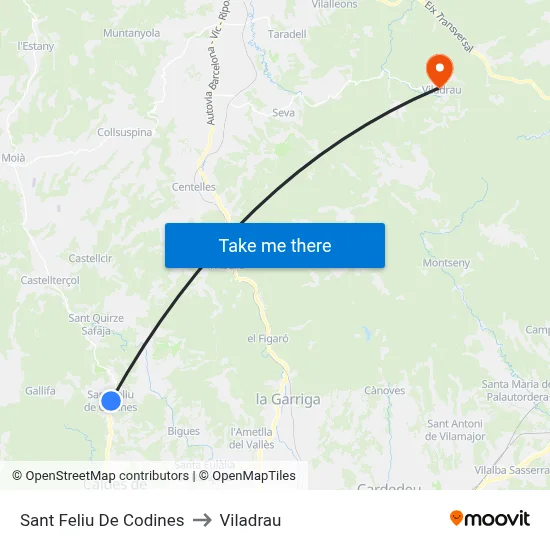 Sant Feliu De Codines to Viladrau map