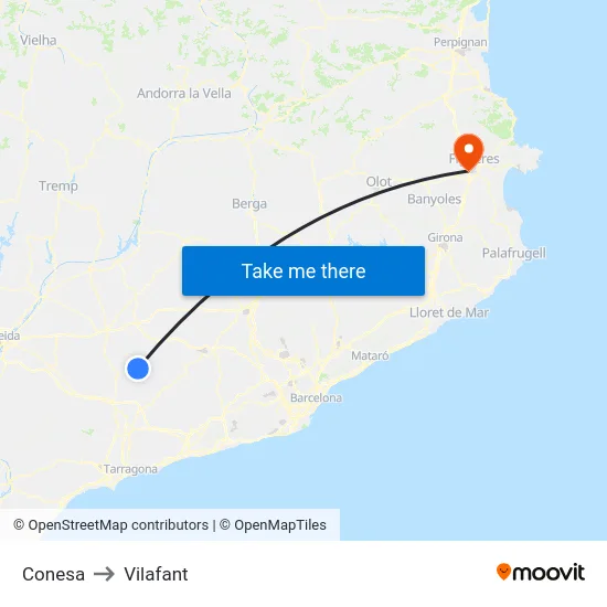Conesa to Vilafant map