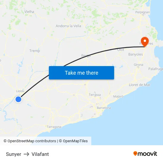 Sunyer to Vilafant map