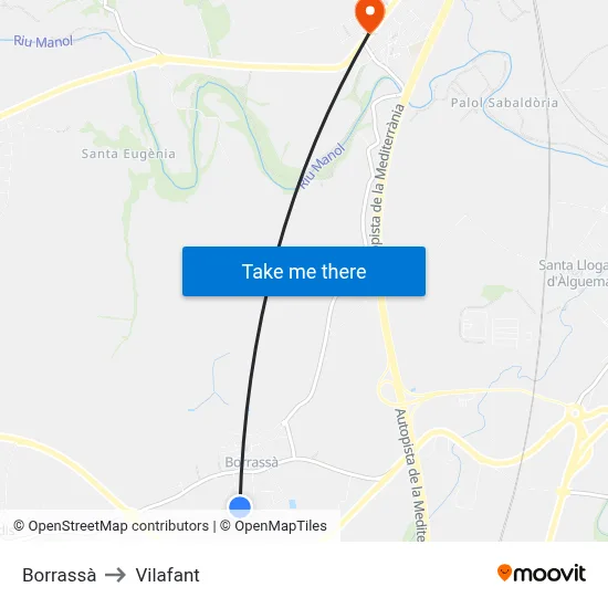 Borrassà to Vilafant map