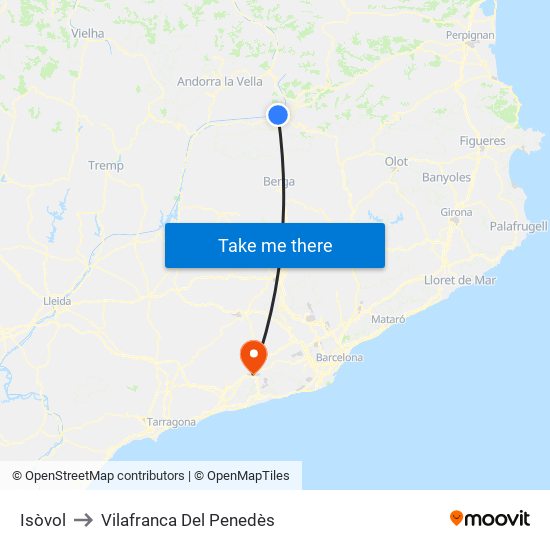 Isòvol to Vilafranca Del Penedès map