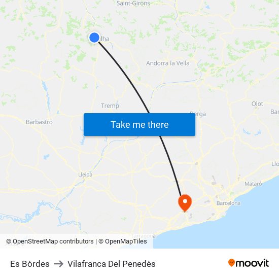 Es Bòrdes to Vilafranca Del Penedès map