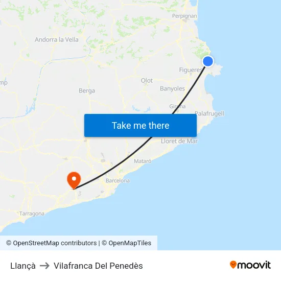 Llançà to Vilafranca Del Penedès map