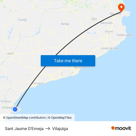 Sant Jaume D'Enveja to Vilajuïga map