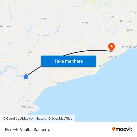 Flix to Vilalba Sasserra map
