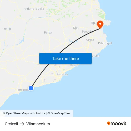Creixell to Vilamacolum map