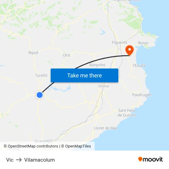 Vic to Vilamacolum map