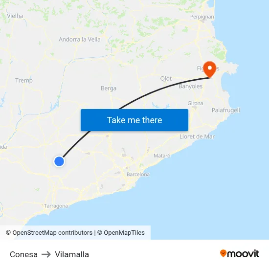 Conesa to Vilamalla map