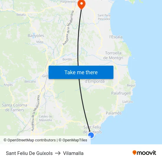 Sant Feliu De Guíxols to Vilamalla map