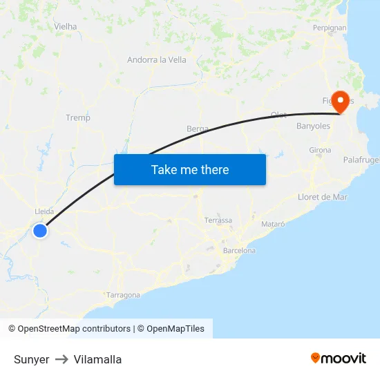 Sunyer to Vilamalla map