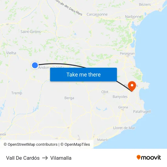 Vall De Cardós to Vilamalla map