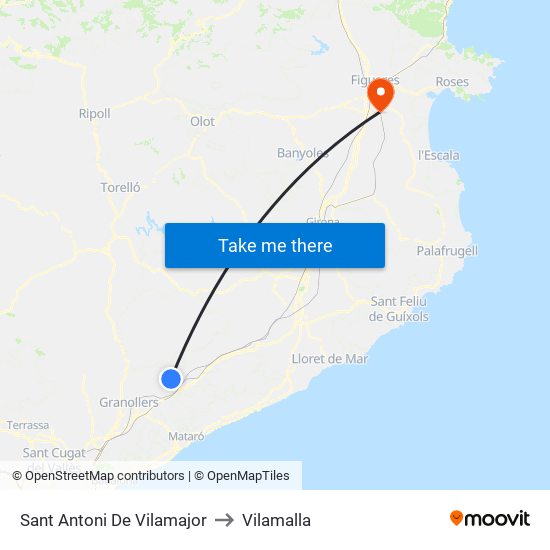 Sant Antoni De Vilamajor to Vilamalla map