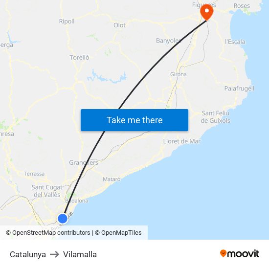 Catalunya to Vilamalla map