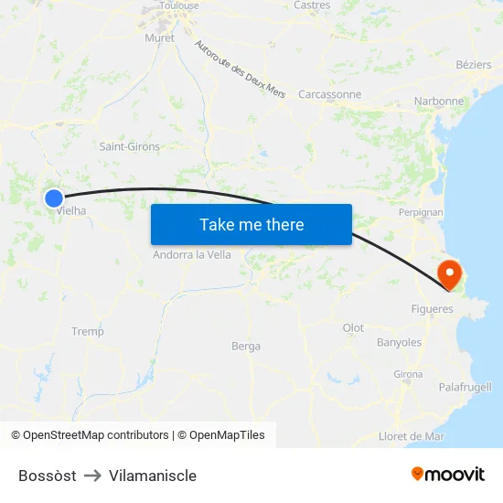 Bossòst to Vilamaniscle map