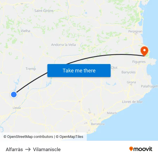 Alfarràs to Vilamaniscle map
