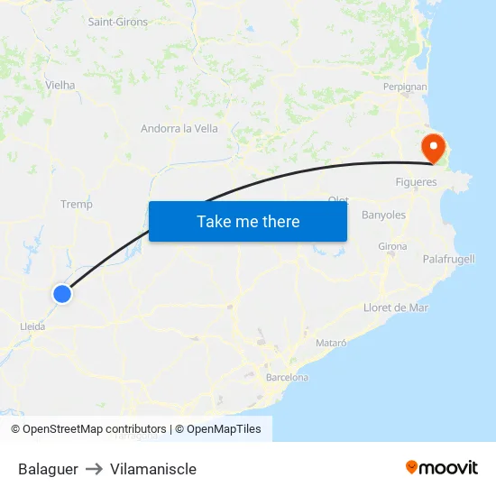 Balaguer to Vilamaniscle map