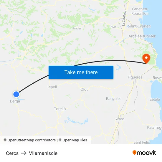 Cercs to Vilamaniscle map