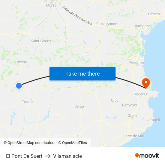 El Pont De Suert to Vilamaniscle map