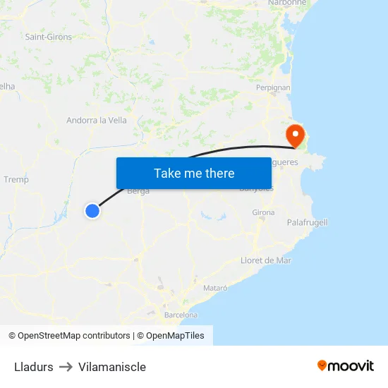 Lladurs to Vilamaniscle map