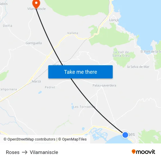 Roses to Vilamaniscle map