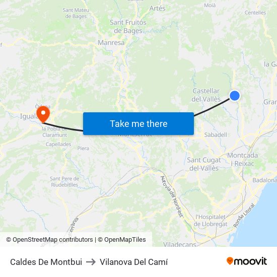 Caldes De Montbui to Vilanova Del Camí map