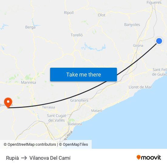 Rupià to Vilanova Del Camí map