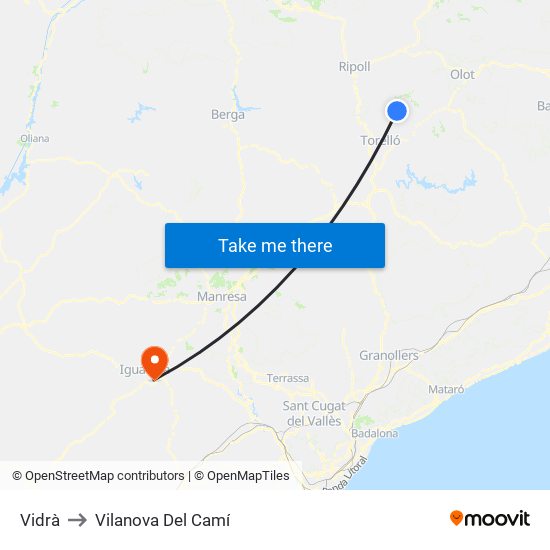 Vidrà to Vilanova Del Camí map