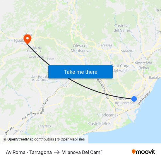 Av Roma - Tarragona to Vilanova Del Camí map