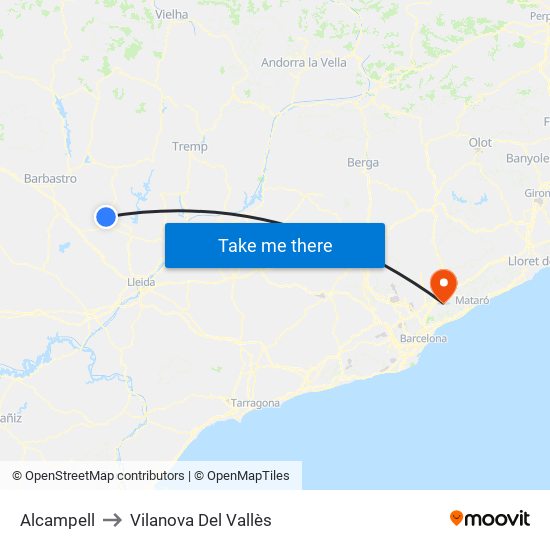 Alcampell to Vilanova Del Vallès map