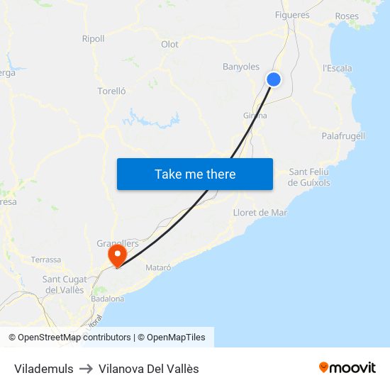 Vilademuls to Vilanova Del Vallès map