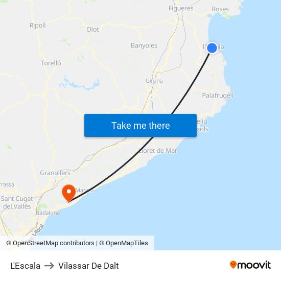 L'Escala to Vilassar De Dalt map