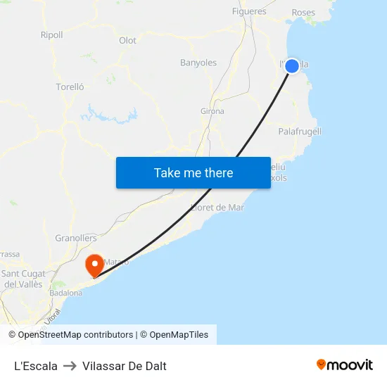 L'Escala to Vilassar De Dalt map