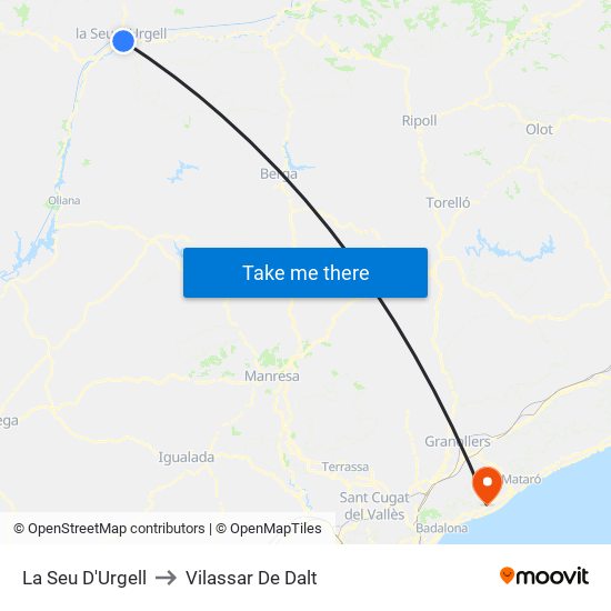 La Seu D'Urgell to Vilassar De Dalt map