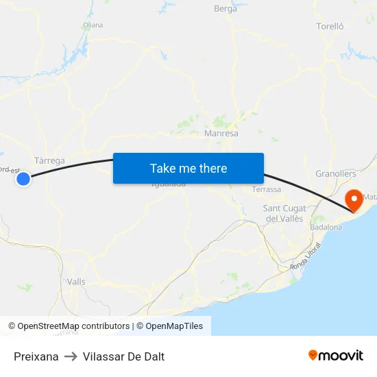 Preixana to Vilassar De Dalt map