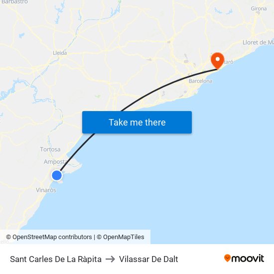 Sant Carles De La Ràpita to Vilassar De Dalt map