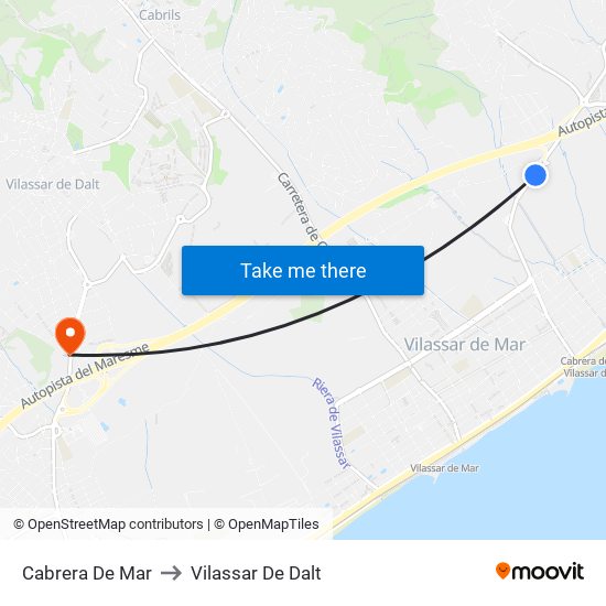 Cabrera De Mar to Vilassar De Dalt map