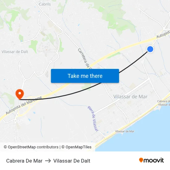 Cabrera De Mar to Vilassar De Dalt map