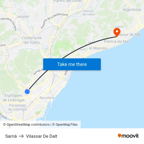 Sarrià to Vilassar De Dalt map