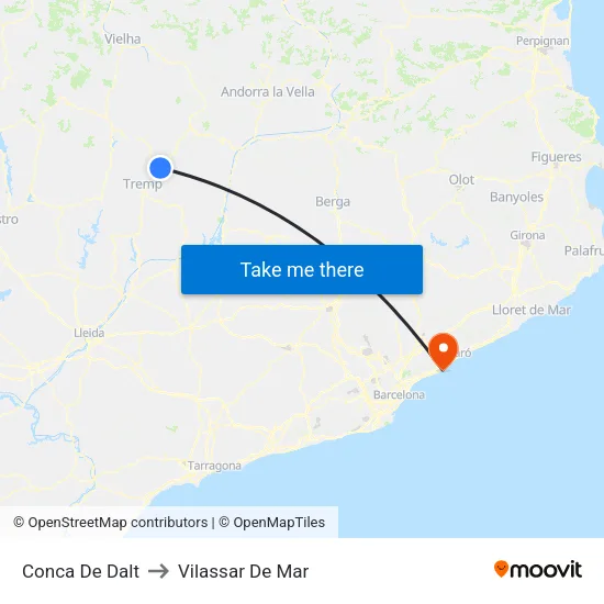 Conca De Dalt to Vilassar De Mar map