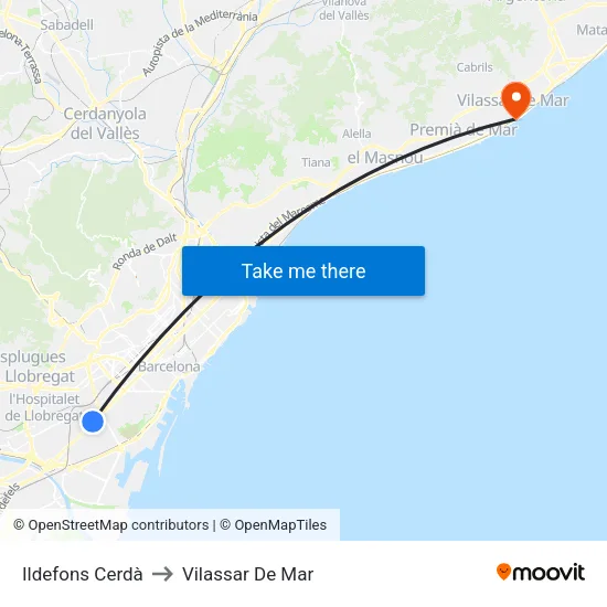 Ildefons Cerdà to Vilassar De Mar map