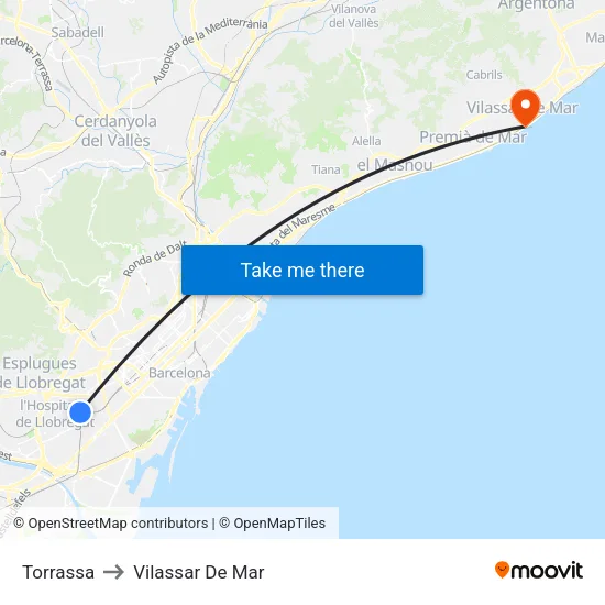 Torrassa to Vilassar De Mar map
