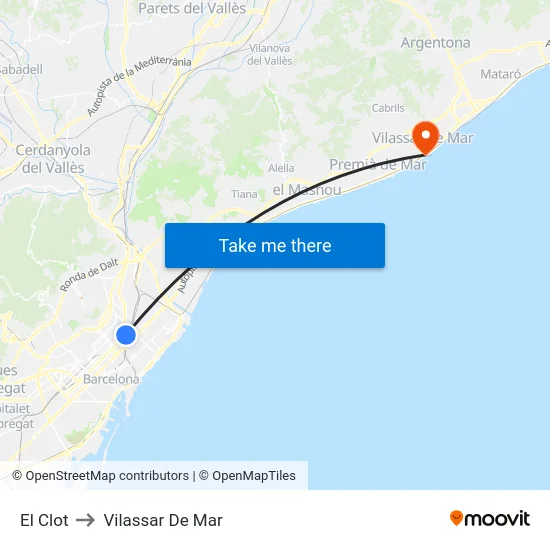 El Clot to Vilassar De Mar map