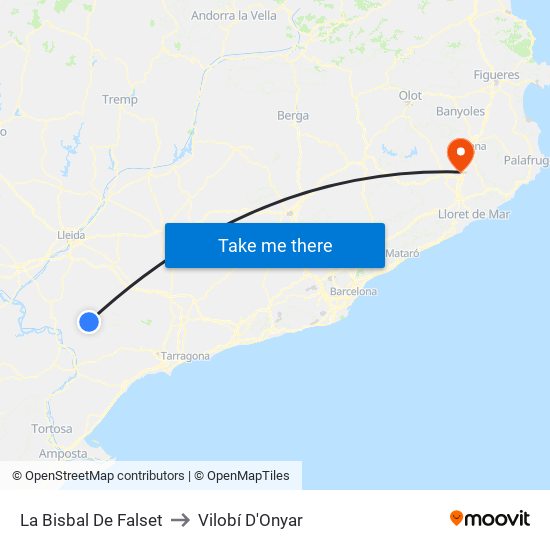 La Bisbal De Falset to Vilobí D'Onyar map