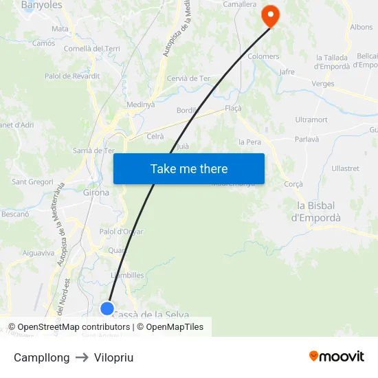 Campllong to Vilopriu map